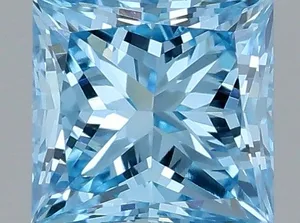 0.39ct PRINCESS Fancy Vivid Blue VVS2 Coloured Lab diamond