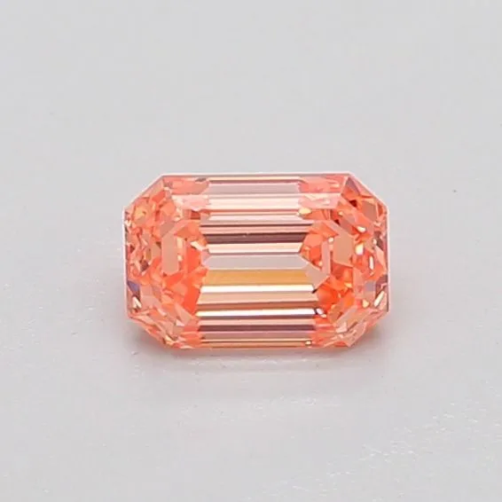 0.38ct EMERALD Fancy Vivid Orange Pink VS2 Coloured Lab diamond