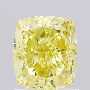 1.11ct CUSHION Fancy Intense Yellow SI1 Coloured Lab diamond