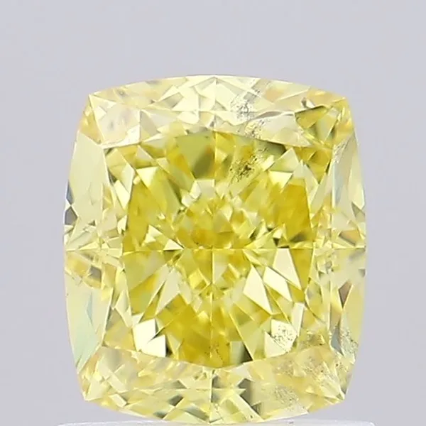 1.11ct CUSHION Fancy Intense Yellow SI1 Coloured Lab diamond