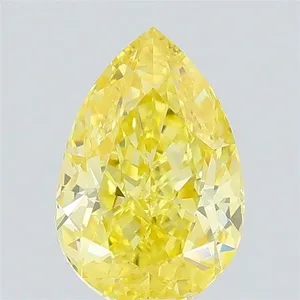 0.66ct PEAR Fancy Intense Yellow VVS2 Coloured Lab diamond