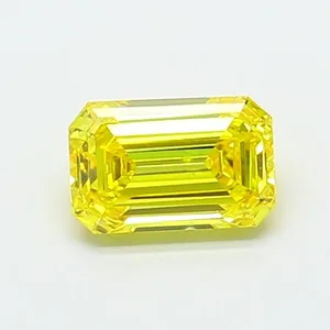 0.72ct EMERALD Fancy Vivid Yellow VS2 Coloured Lab diamond