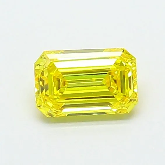 0.72ct EMERALD Fancy Vivid Yellow VS2 Coloured Lab diamond