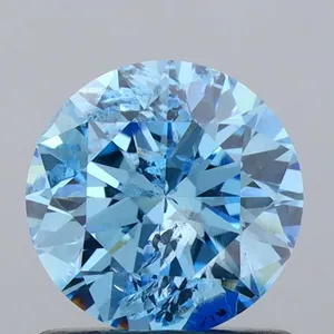 0.94ct ROUND Fancy Vivid Blue I2 Coloured Lab diamond