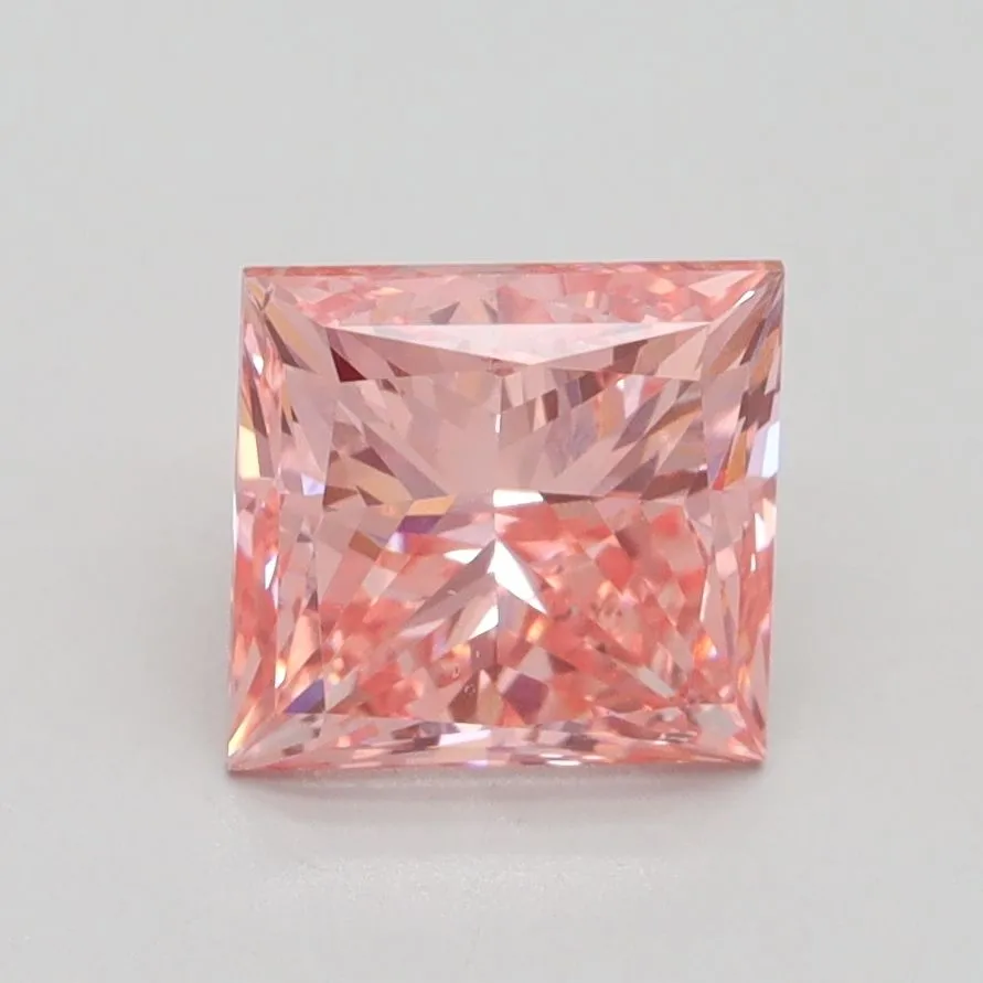 1.83ct PRINCESS Fancy Vivid Pink SI1 Coloured Lab diamond