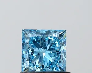 0.81ct PRINCESS Fancy Vivid Blue VVS2 Coloured Lab diamond