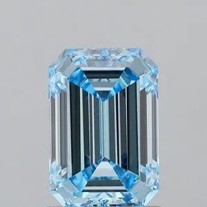 1.53ct EMERALD Fancy Vivid Blue VVS2 Coloured Lab diamond