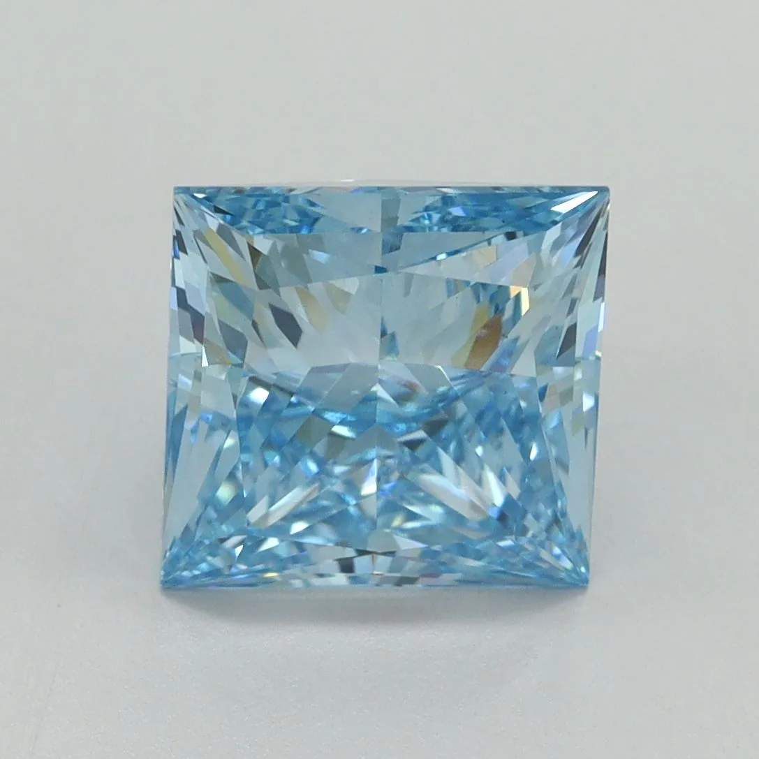 3.51ct PRINCESS Fancy Vivid Blue VS1 Coloured Lab diamond