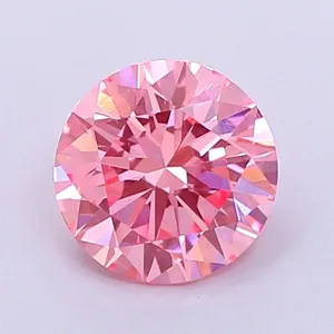 0.88ct ROUND Fancy Vivid Pink VS2 Coloured Lab diamond