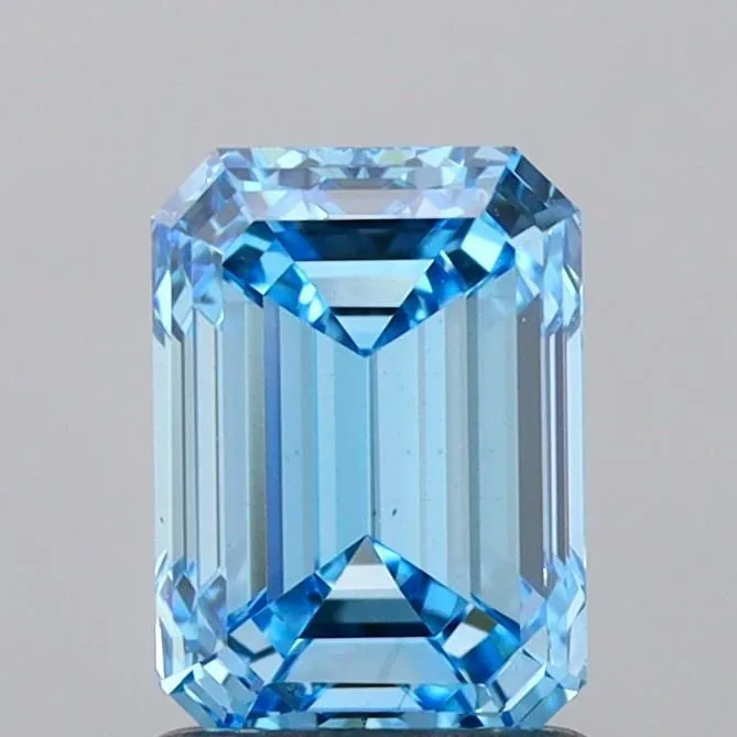 1.51ct EMERALD Fancy Vivid Blue VS1 Coloured Lab diamond