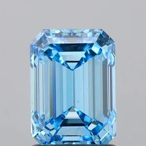 1.51ct EMERALD Fancy Vivid Blue VS1 Coloured Lab diamond