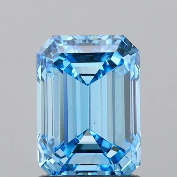 1.51ct EMERALD Fancy Vivid Blue VS1 Coloured Lab diamond