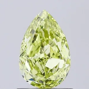 0.8ct PEAR Fancy Greenish Yellow VVS2 Coloured Lab diamond
