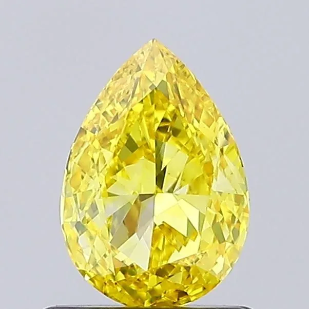 0.79ct PEAR Fancy Vivid Yellow VVS2 Coloured Lab diamond