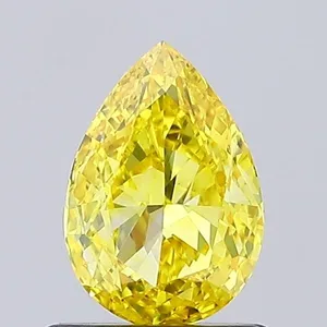 0.79ct PEAR Fancy Vivid Yellow VVS2 Coloured Lab diamond