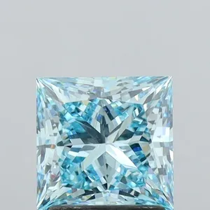 1.86ct PRINCESS Fancy Vivid Greenish Blue VS1 Coloured Lab diamond
