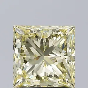 2.03ct PRINCESS Fancy Yellow VVS2 Coloured Lab diamond