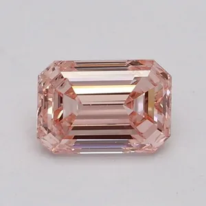 0.51ct EMERALD Fancy Intense Pink SI1 Coloured Lab diamond