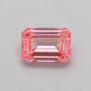 0.41ct EMERALD Fancy Vivid Pink SI2 Coloured Lab diamond