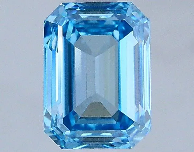 1.06ct EMERALD Fancy Vivid Blue VS1 Coloured Lab diamond