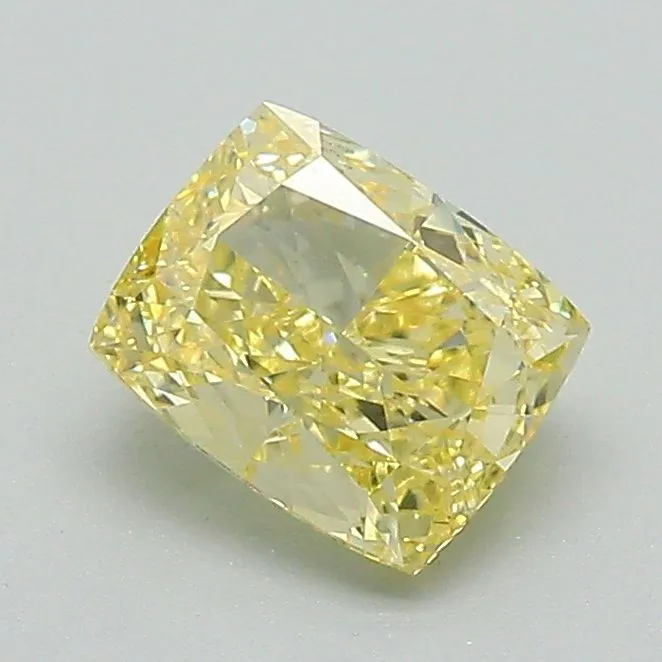 0.97ct CUSHION Fancy Intense Yellow VS1 Coloured Lab diamond