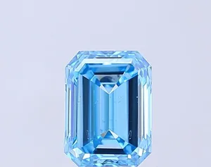 1.47ct EMERALD Fancy Vivid Blue SI1 Coloured Lab diamond