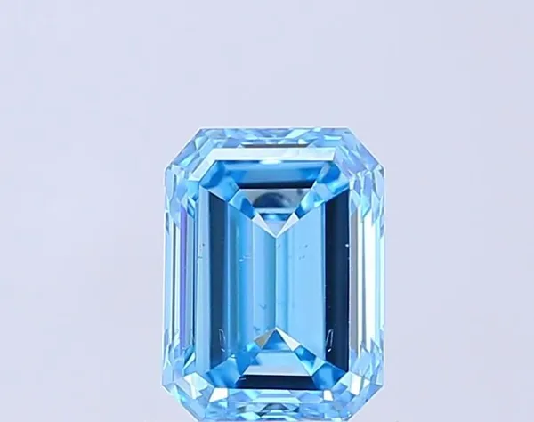 1.47ct EMERALD Fancy Vivid Blue SI1 Coloured Lab diamond
