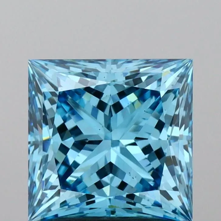 2.10ct PRINCESS Fancy Vivid Blue VS2 Coloured Lab diamond