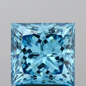 2.1ct PRINCESS Fancy Vivid Blue VS2 Coloured Lab diamond