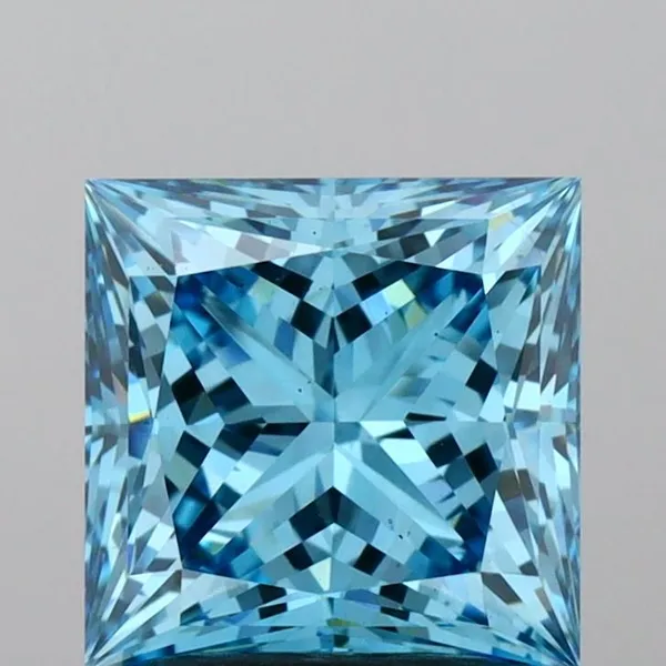 2.1ct PRINCESS Fancy Vivid Blue VS2 Coloured Lab diamond
