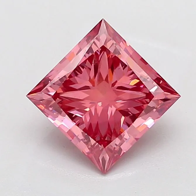 3.53ct PRINCESS Fancy Vivid Pink VS2 Coloured Lab diamond