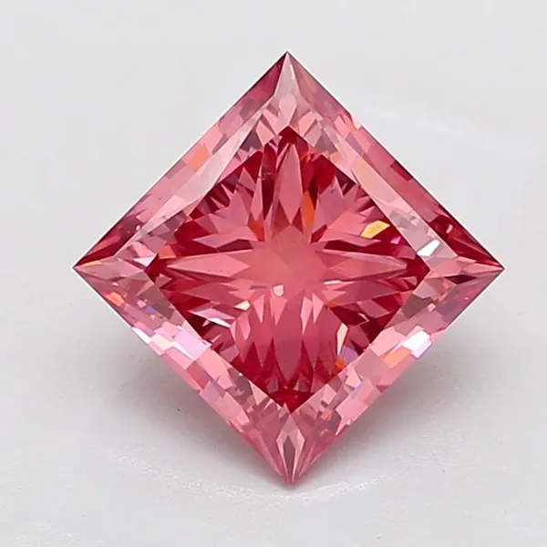 3.53ct PRINCESS Fancy Vivid Pink VS2 Coloured Lab diamond