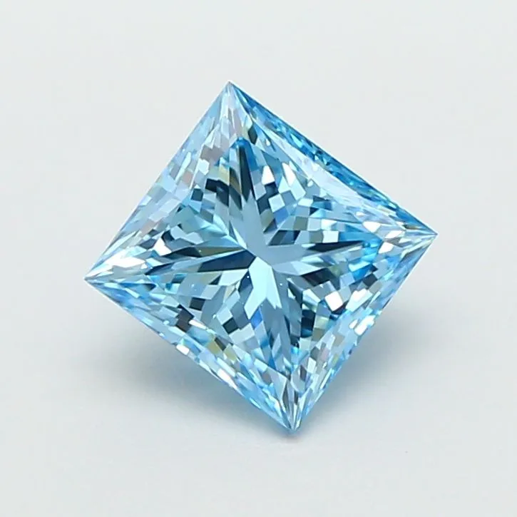 1.41ct PRINCESS Fancy Vivid Blue VS1 Coloured Lab diamond