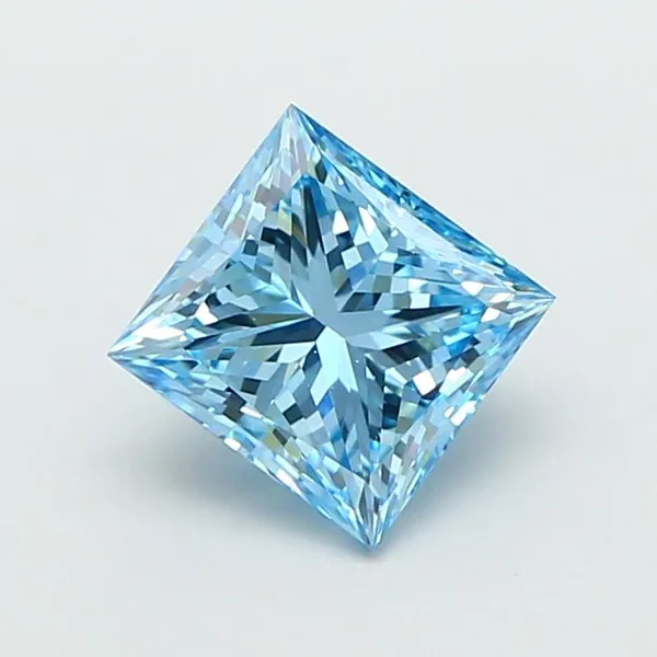 1.41ct PRINCESS Fancy Vivid Blue VS1 Coloured Lab diamond
