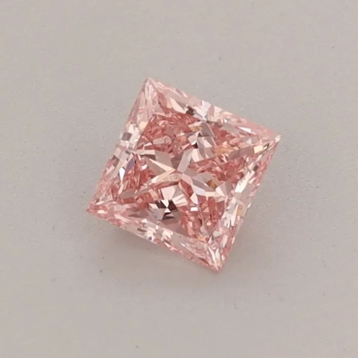 0.37ct PRINCESS Fancy Vivid Pink VS1 Coloured Lab diamond