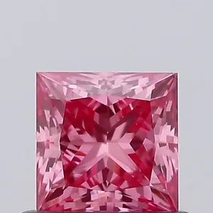 0.51ct PRINCESS Fancy Vivid Pink VS1 Coloured Lab diamond
