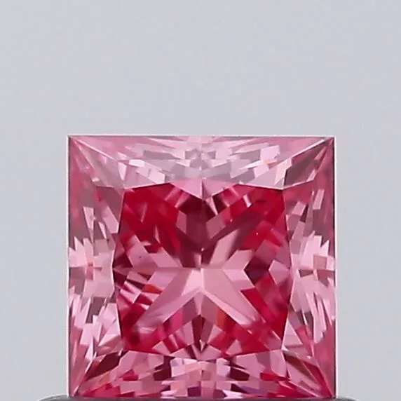 0.51ct PRINCESS Fancy Vivid Pink VS1 Coloured Lab diamond