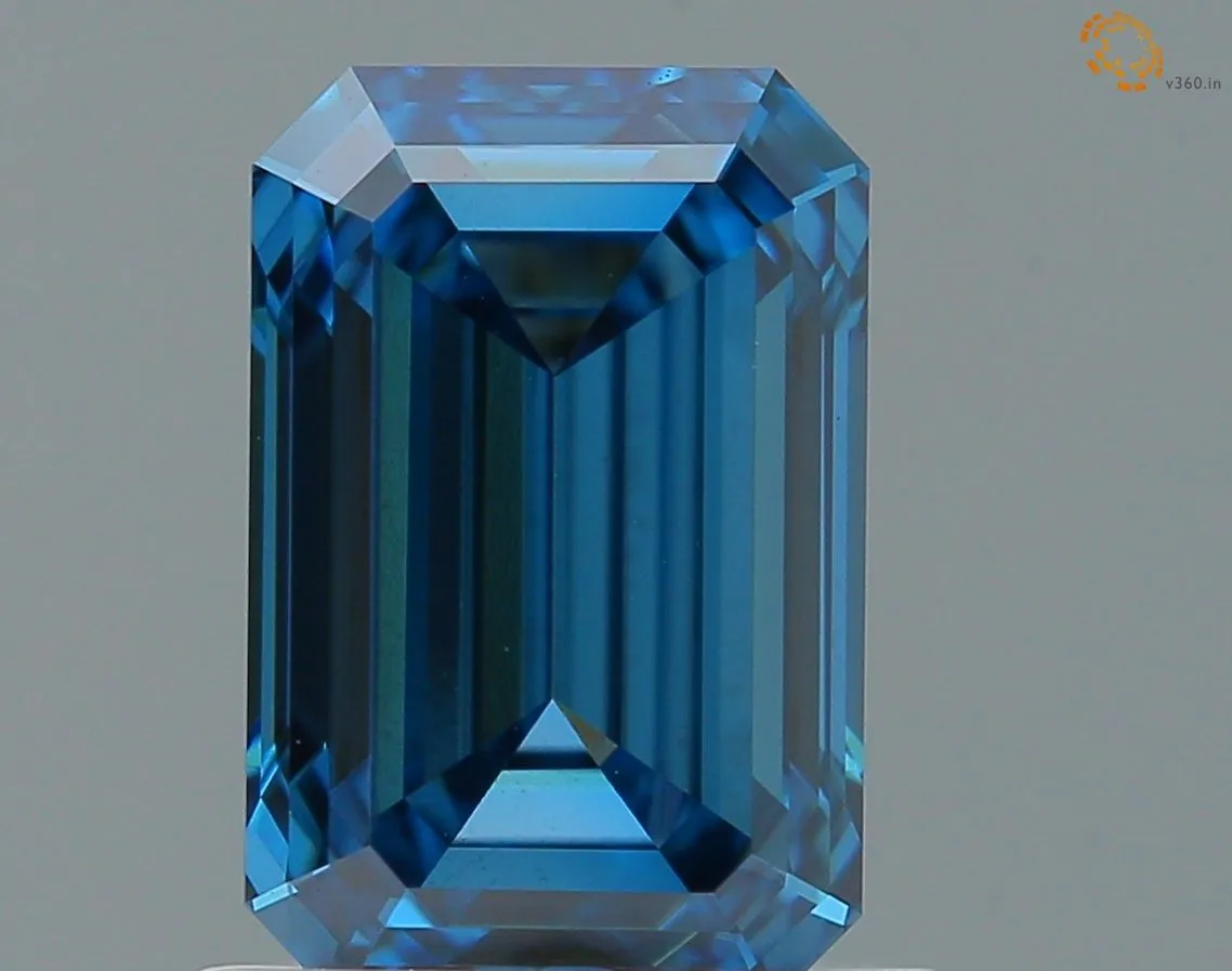 1.09ct EMERALD Fancy Vivid Blue VS1 Coloured Lab diamond