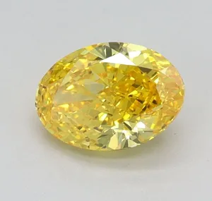0.71ct OVAL Fancy Vivid Yellow VS1 Coloured Lab diamond
