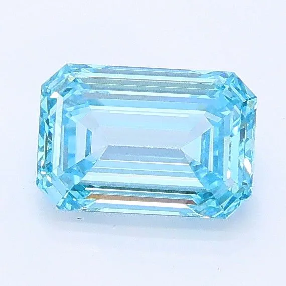 0.98ct EMERALD Fancy Vivid Blue VVS2 Coloured Lab diamond
