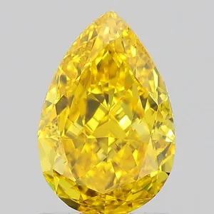 0.9ct PEAR Fancy Vivid Yellow VVS2 Coloured Lab diamond