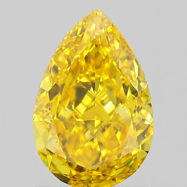 0.9ct PEAR Fancy Vivid Yellow VVS2 Coloured Lab diamond