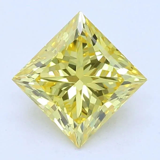 0.68ct PRINCESS Fancy Vivid Yellow VVS2 Coloured Lab diamond