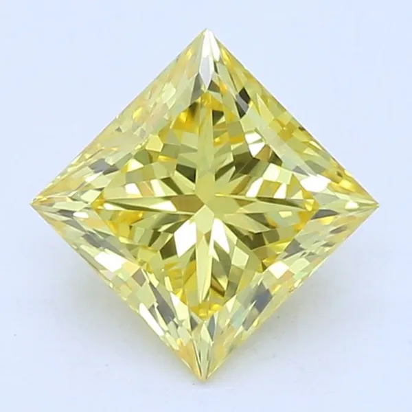 0.68ct PRINCESS Fancy Vivid Yellow VVS2 Coloured Lab diamond