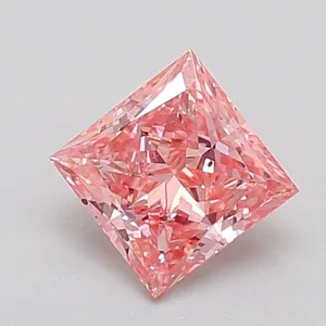 0.73ct PRINCESS Fancy Vivid Pink VS2 Coloured Lab diamond
