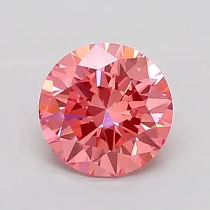 0.78ct ROUND Fancy Vivid Pink VS2 Coloured Lab diamond