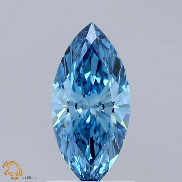 1ct MARQUISE Fancy Vivid Blue VVS2 Coloured Lab diamond