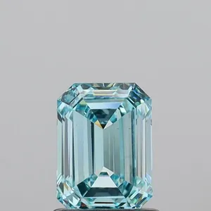 1.22ct EMERALD Fancy Intense Greenish Blue VS1 Coloured Lab diamond