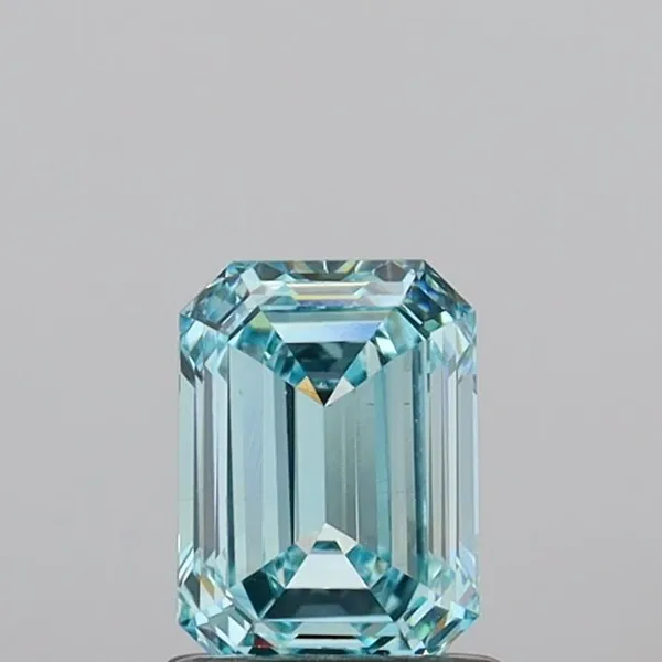 1.22ct EMERALD Fancy Intense Greenish Blue VS1 Coloured Lab diamond