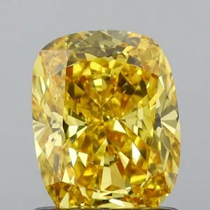 0.96ct CUSHION Fancy Vivid Yellow VS1 Coloured Lab diamond